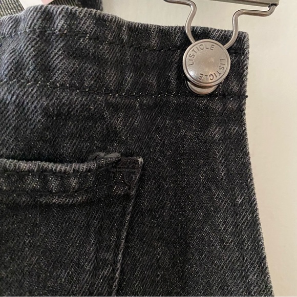 Listicle NWT Black Denim Midi Overall Bib Dress Size S Small - Picture 11 of 11